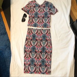 WAYF Kaleidoscope 2-PC fitted Top + Skirt COLORFUL